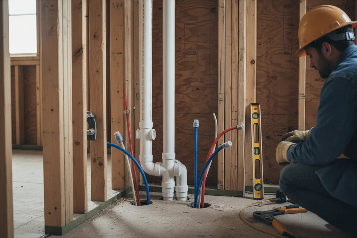 Drain and supply rough-in during Leak Detection in South Pekin